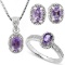 1 2/3 CARAT AMETHYST & DIAMOND 925 STERLING SILVER SET