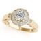 CERTIFIED 18K YELLOW GOLD 0.97 CT G-H/VS-SI1 DIAMOND HALO ENGAGEMENT RING