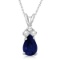 Pear Sapphire and Diamond Solitaire Pendant 14k White Gold (0.75ct)