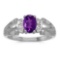 Certified 10k White Gold Oval Amethyst And Diamond Ring 0.46 CTW