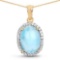 14K Yellow Gold Plated 13.55 Carat Genuine Larimar and White Topaz .925 Sterling Silver Pendant