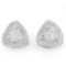 2/3 CARAT AQUAMARINE & DIAMOND 925 STERLING SILVER EARRINGS