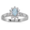Certified 10k White Gold Oval Aquamarine And Diamond Ring 0.22 CTW