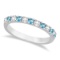 Diamond and Blue Topaz Ring Anniversary Band 14k White Gold (0.32ct)