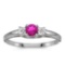 Certified 14k White Gold Round Pink Topaz And Diamond Ring 0.31 CTW
