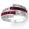 0.88 CT GENUINE RUBY & 2 PCS WHITE DIAMOND 0.925 STERLING SILVER W/ PLATINUM RING