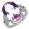 10.50 Carat Genuine Amethyst & White Topaz .925 Streling Silver Ring