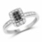 0.32 Carat Genuine Black Diamond and White Diamond .925 Sterling Silver Ring