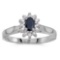 Certified 10k White Gold Oval Sapphire And Diamond Ring 0.33 CTW