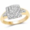 14K Yellow Gold Plated 0.23 Carat Genuine White Diamond .925 Sterling Silver Ring