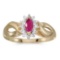 Certified 10k Yellow Gold Marquise Ruby And Diamond Ring 0.23 CTW