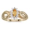 Certified 10k Yellow Gold Marquise Citrine And Diamond Ring 0.2 CTW