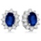 Oval Blue Sapphire and Diamond Accented Earrings 14k White Gold (2.05ct)