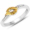 0.09 Carat Genuine White Diamond and Yellow Diamond .925 Sterling Silver Ring