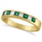 Princess-Cut Diamond and Emerald Ring Band 14k Yellow Gold (0.73ct)