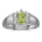Certified 14k White Gold Oval Peridot And Diamond Ring 0.41 CTW