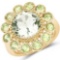 14K Yellow Gold Plated 5.90 Carat Genuine Green Amethyst and Peridot .925 Sterling Silver Ring