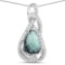 2.69 Carat Genuine Green Jasper and White Topaz .925 Sterling Silver Pendant