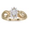 Certified 10k Yellow Gold Marquise White Topaz And Diamond Ring 0.29 CTW