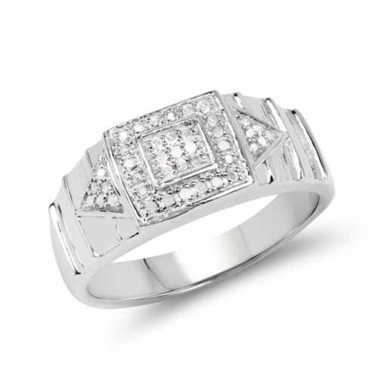 14K White Gold Plated 0.21 Carat Genuine White Diamond .925 Sterling Silver Ring