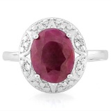 3 1/2 CARAT RUBY & DIAMOND 925 STERLING SILVER RING