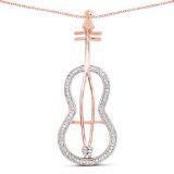 14K Rose Gold Plated 0.25 Carat Genuine White Diamond .925 Sterling Silver Pendant