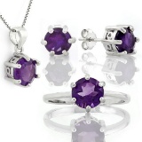 4 CARAT AMETHYST 925 STERLING SILVER SET