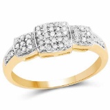 14K Yellow Gold Plated 0.21 Carat Genuine White Diamond .925 Sterling Silver Ring
