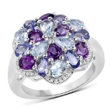 3.57 Carat Genuine Multi Stone .925 Sterling Silver Ring