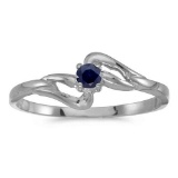 Certified 14k White Gold Round Sapphire Ring 0.09 CTW
