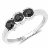 1.16 Carat Genuine Black Diamond .925 Sterling Silver Ring