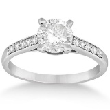 Cathedral Pave Diamond Engagement Ring Setting 14k White Gold (1.10ct)