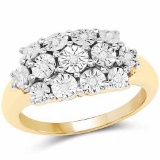 14K Yellow Gold Plated 0.07 Carat Genuine White Diamond .925 Sterling Silver Ring