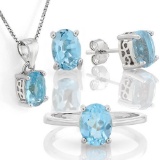 4 CARAT BABY SWISS BLUE TOPAZ 925 STERLING SILVER SET