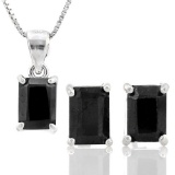 3 3/5 CARAT GENUINE BLACK SAPPHIRE 925 STERLING SILVER