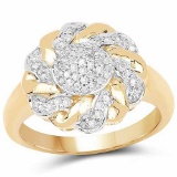 14K Yellow Gold Plated 0.28 Carat Genuine White Diamond .925 Sterling Silver Ring