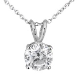 1.00ct. Round Diamond Solitaire Pendant in 18k White Gold (H, VS2)