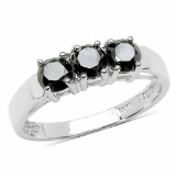 1.18 Carat Genuine Black Diamond .925 Sterling Silver Ring