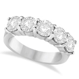 Five Stone Diamond Ring Anniversary Band 14k White Gold (3.00ctw)