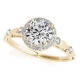 CERTIFIED 18K YELLOW GOLD 1.56 CT G-H/VS-SI1 DIAMOND HALO ENGAGEMENT RING