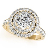 CERTIFIED 18K YELLOW GOLD 2.32 CT G-H/VS-SI1 DIAMOND HALO ENGAGEMENT RING