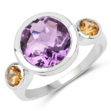 3.86 Carat Genuine Amethyst and Citrine .925 Sterling Silver Ring