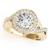 CERTIFIED 18K YELLOW GOLD 1.32 CT G-H/VS-SI1 DIAMOND HALO ENGAGEMENT RING