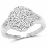 14K Yellow Gold Plated 0.29 Carat Genuine White Diamond .925 Sterling Silver Ring
