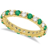 Eternity Diamond and Emerald Ring Band 14k Yellow Gold (2.35ct)