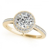 CERTIFIED 18K YELLOW GOLD 1.46 CT G-H/VS-SI1 DIAMOND HALO ENGAGEMENT RING