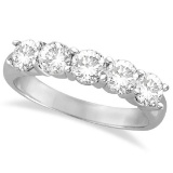 Five Stone Diamond Ring Anniversary Band Palladium (1.50ctw)