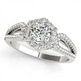 CERTIFIED PLATINUM 1.38 CT G-H/VS-SI1 DIAMOND HALO ENGAGEMENT RING