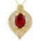 CREATED RUBY & FLAWLESS CREATED DIAMOND 18K GOLD PLATED GERMAN SILVER PENDANT