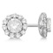 1.50ct. Halo Diamond Stud Earrings 14kt White Gold (H, SI1-SI2)